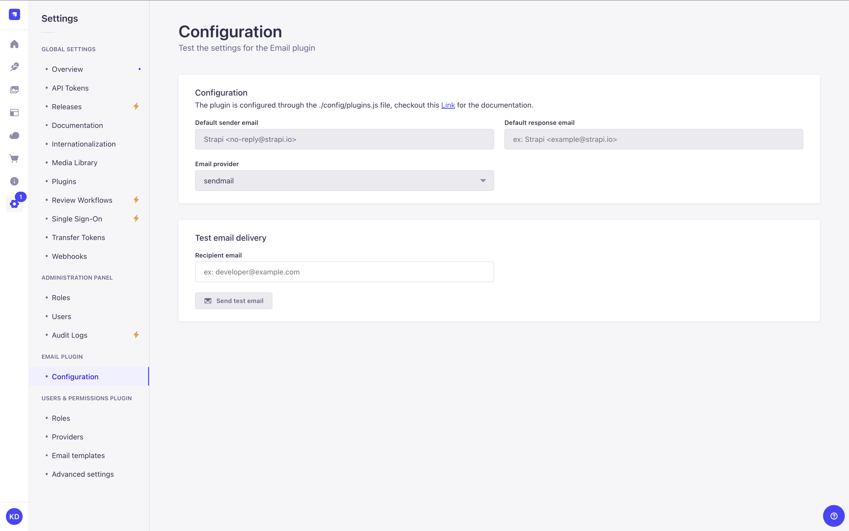 Email configuration