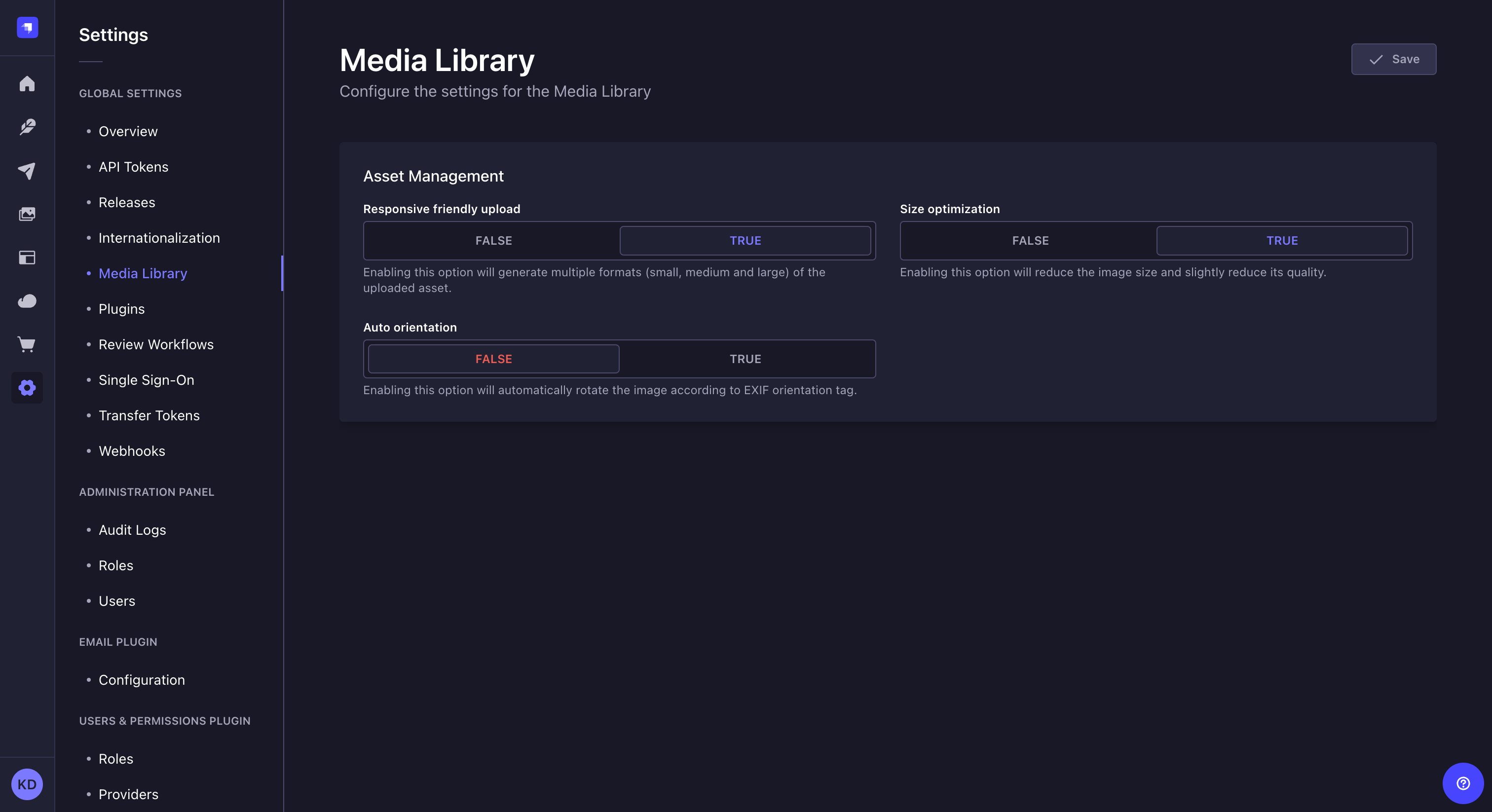 Media Library settings